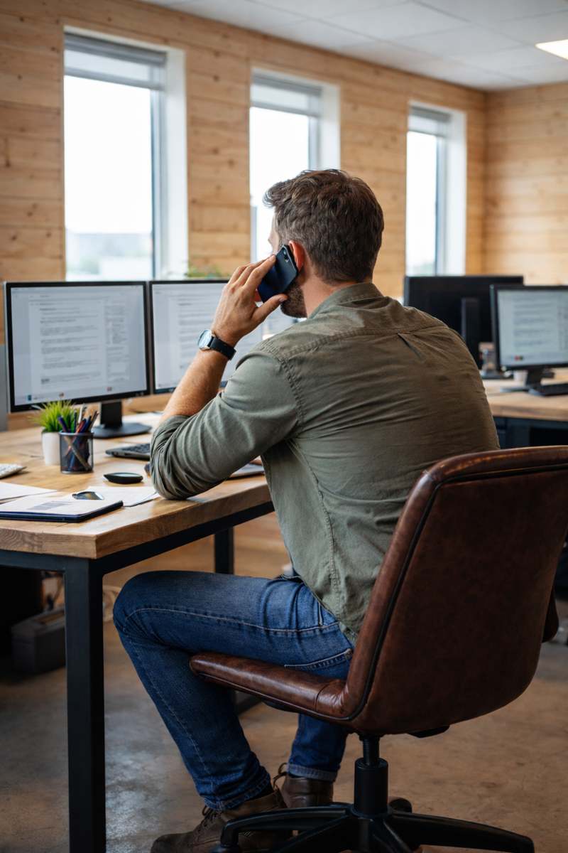 Afbeelding man achter bureau